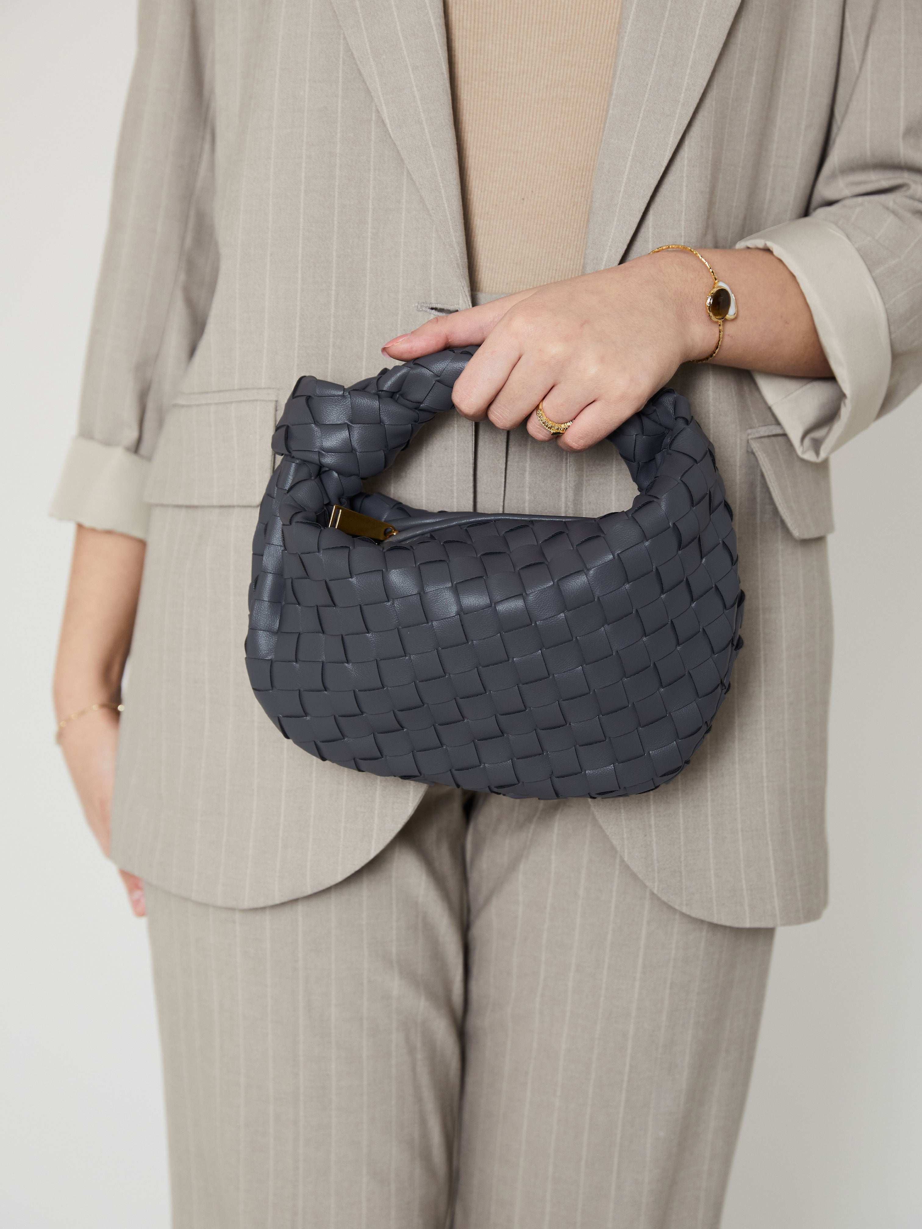 Mini Everyday Leather Bag - Grey - CASAVENZA
