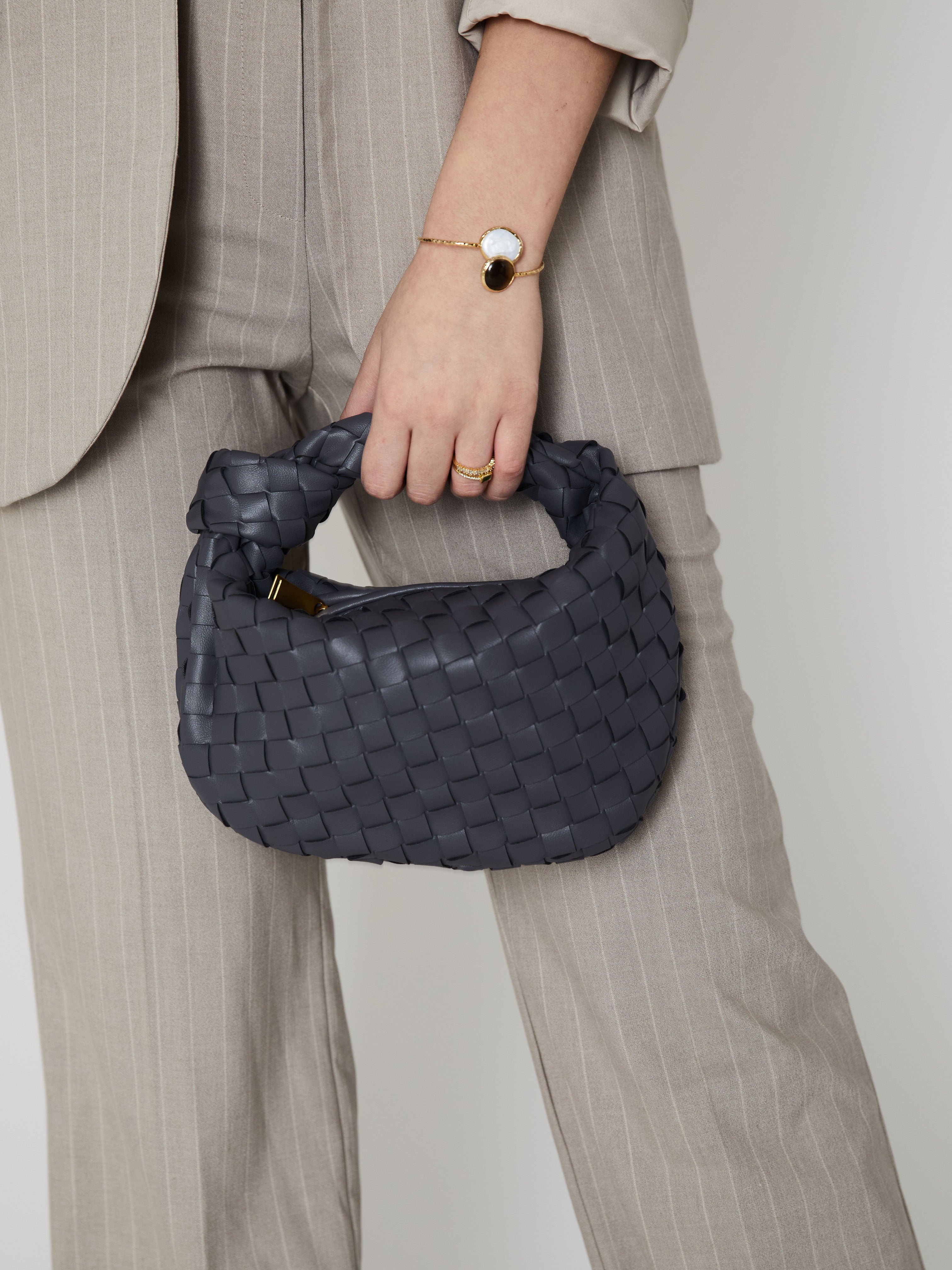 Mini Everyday Leather Bag - Grey - CASAVENZA