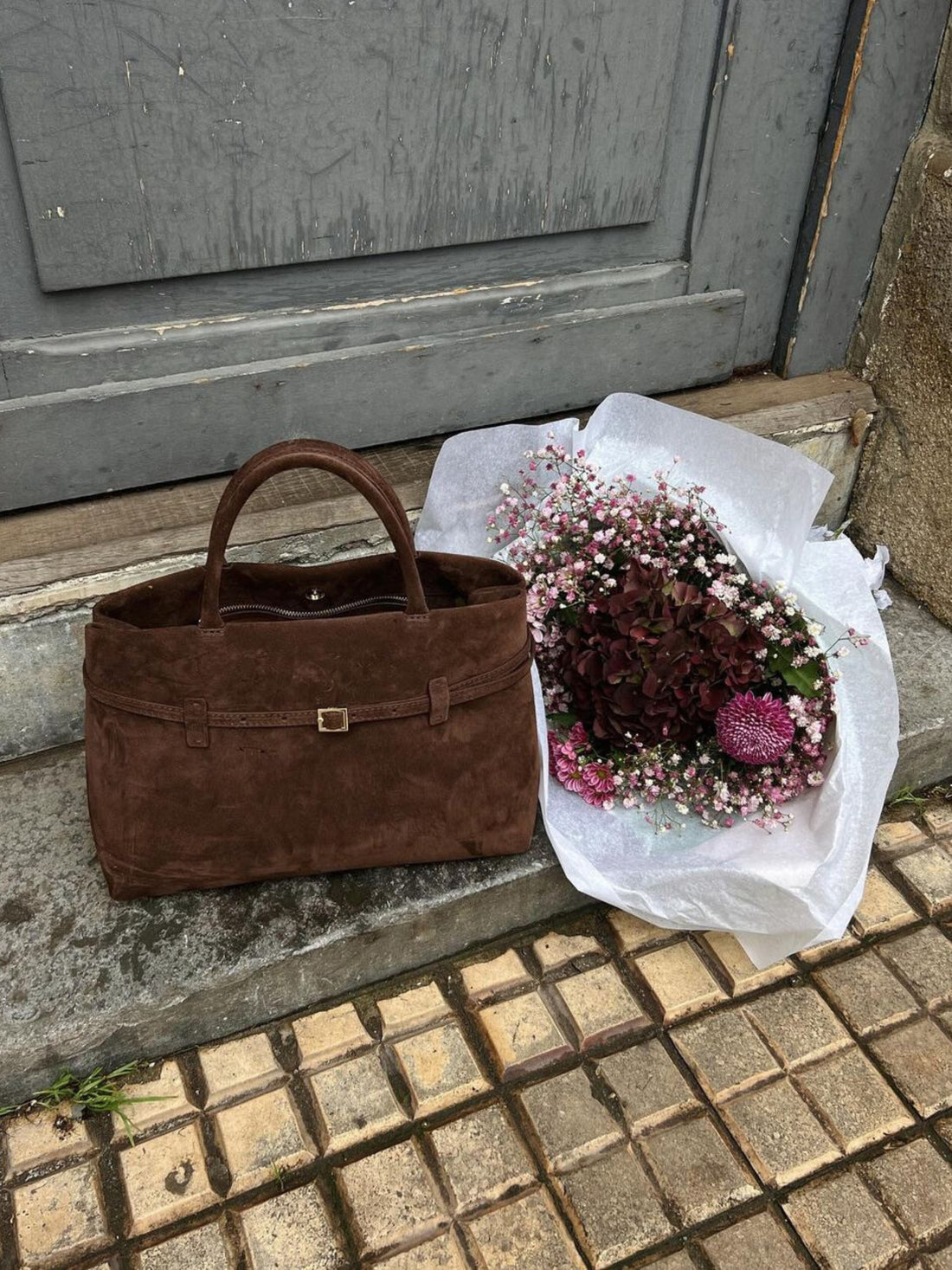 Ria Suede Bag - Deep Brown - CASAVENZA