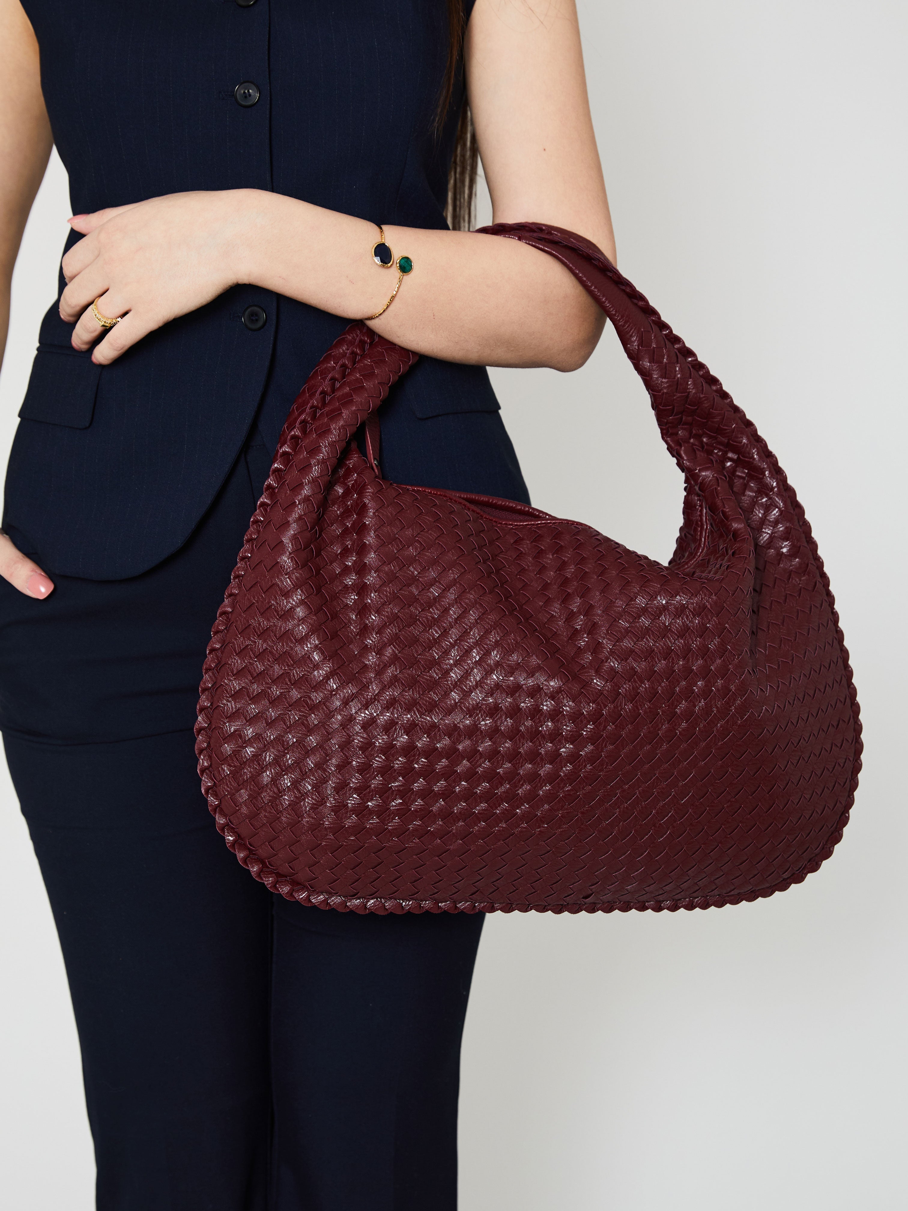 Everyday Leather Bag - Wine Red - CASAVENZA