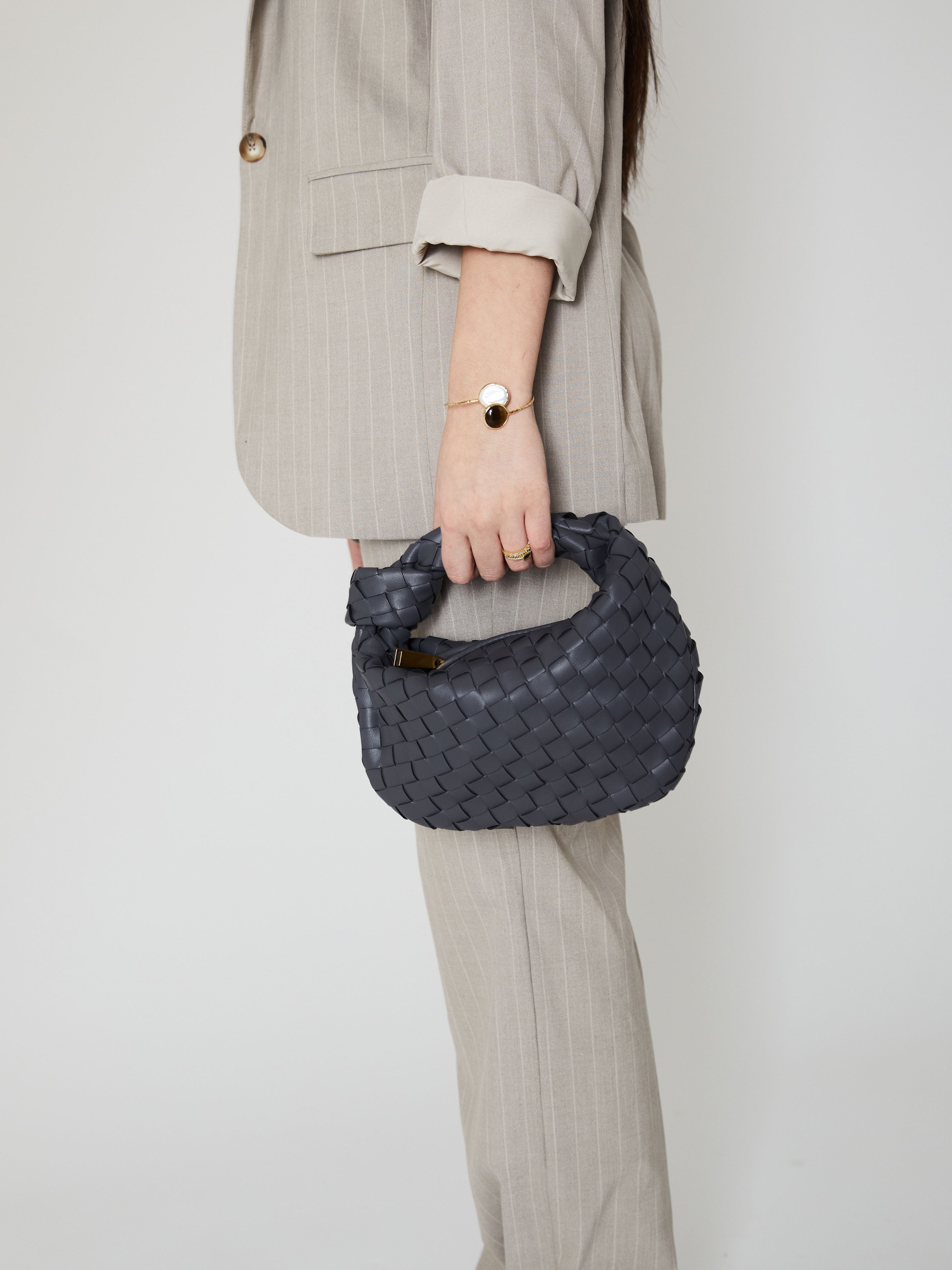 Mini Everyday Leather Bag - Grey - CASAVENZA