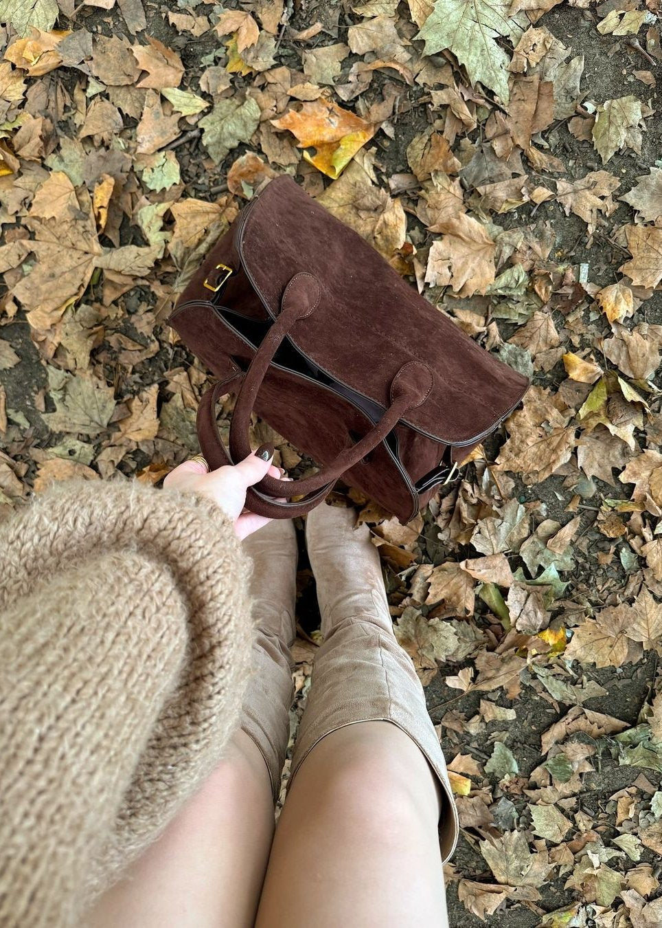 Musthave Suede Bag - Coffee - AmatoLeather