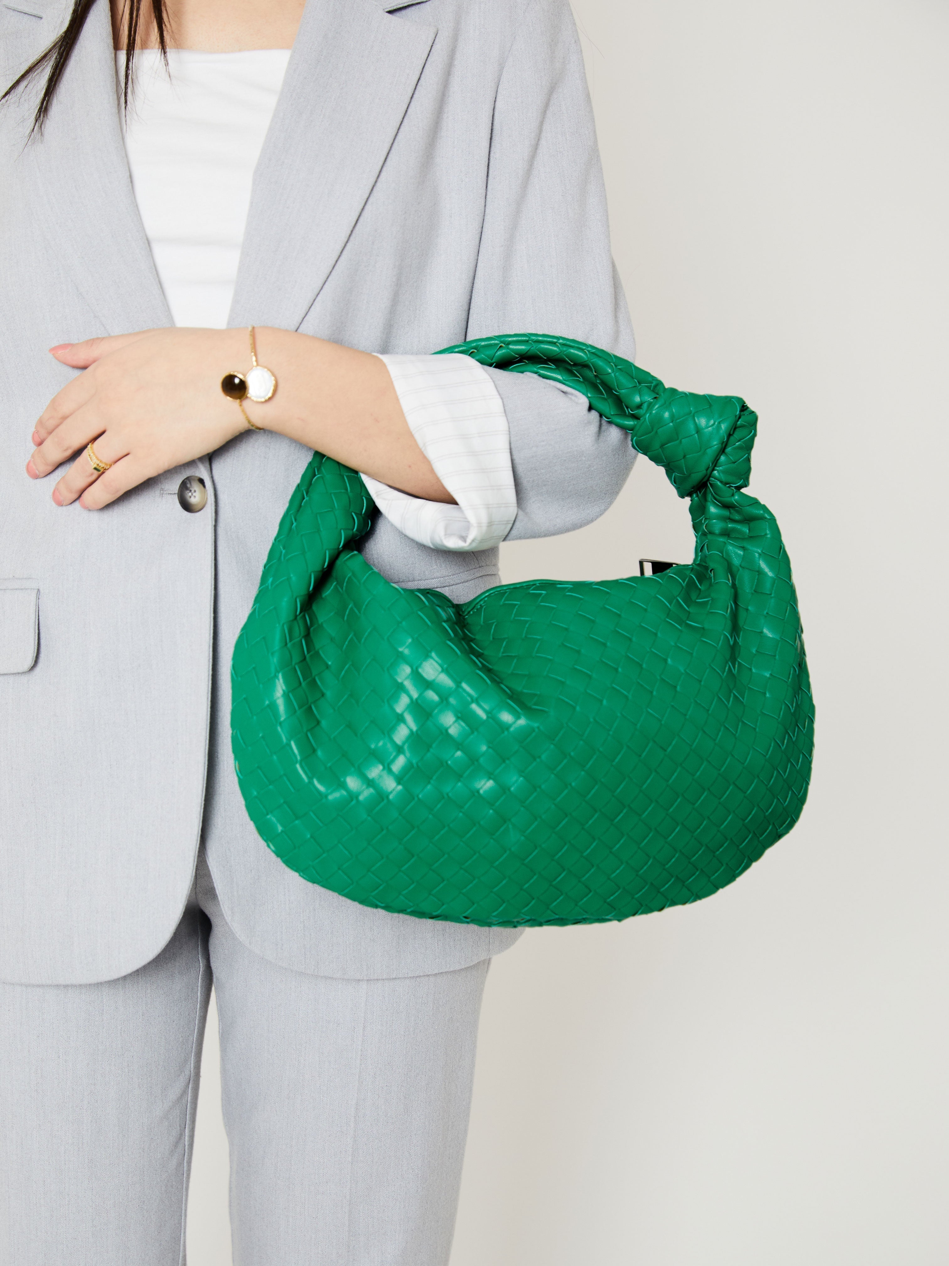 Medium Everyday Leather Bag - Jade Green - CASAVENZA