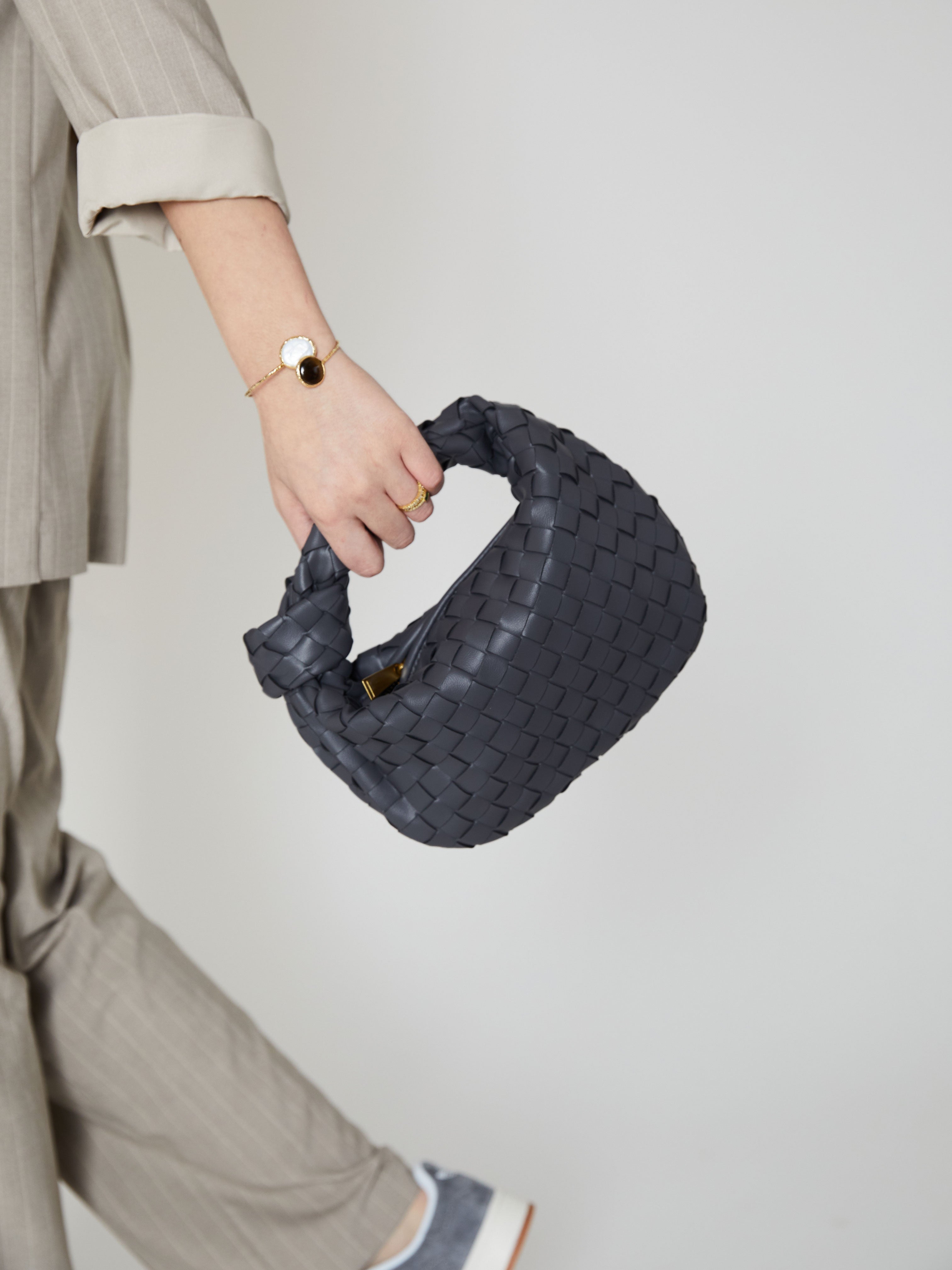 Mini Everyday Leather Bag - Grey - CASAVENZA