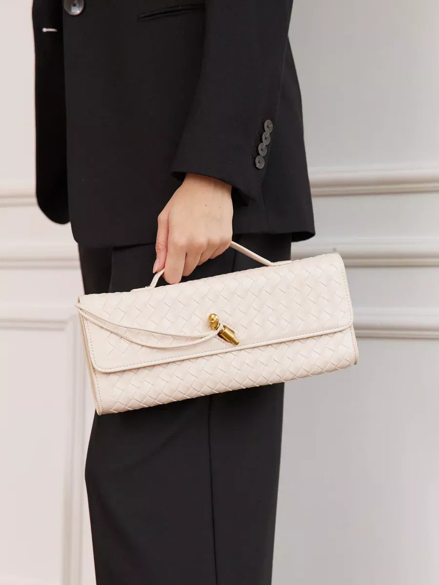 Emilia Clutch Bag - Off White - AmatoLeather