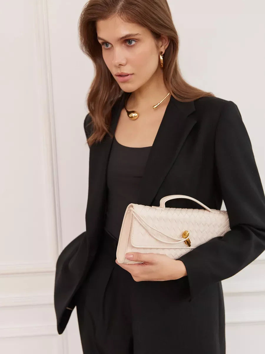 Emilia Clutch Bag - Off White - AmatoLeather