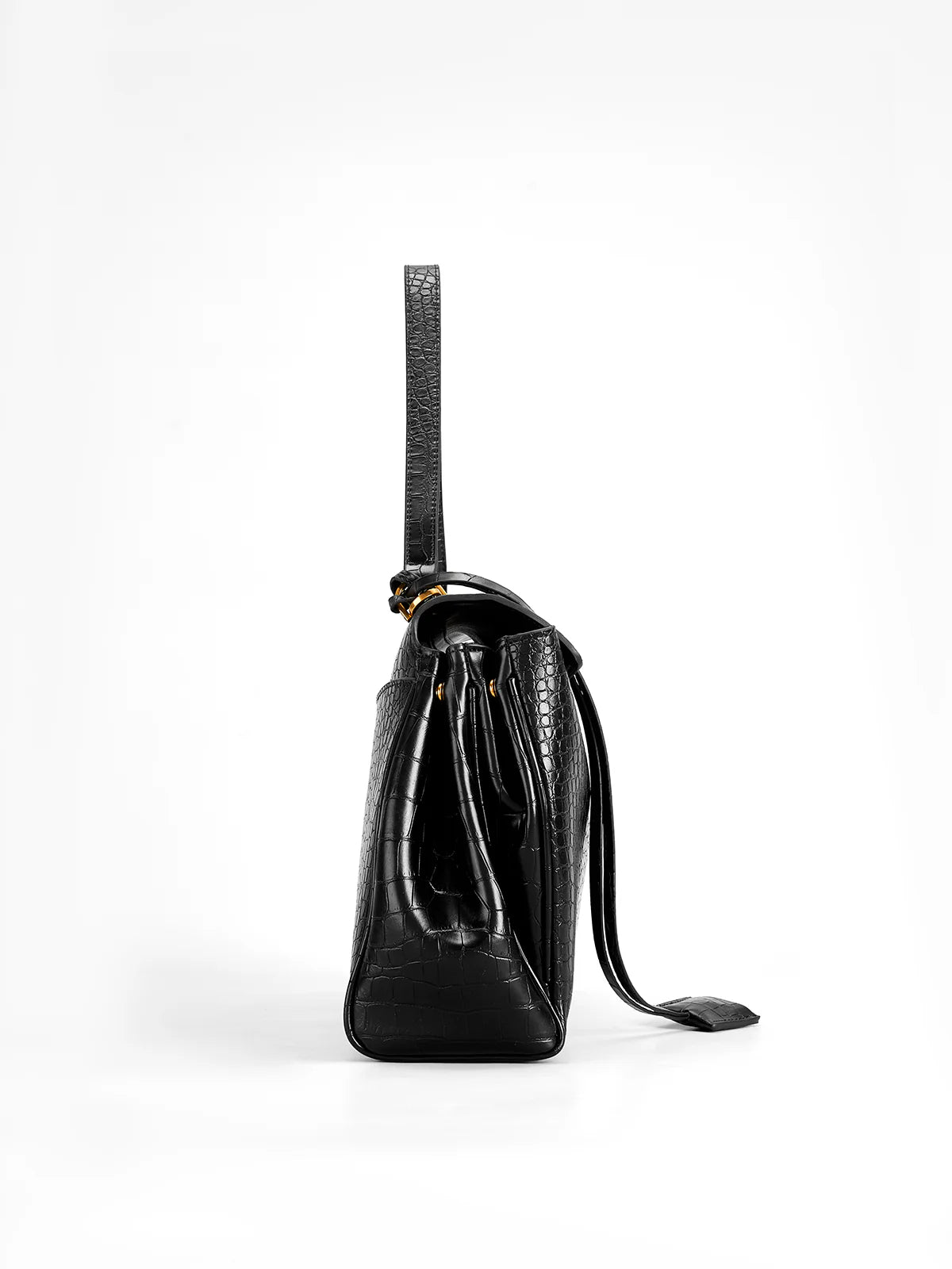 Celia Crocodile Bag - Black - CASAVENZA