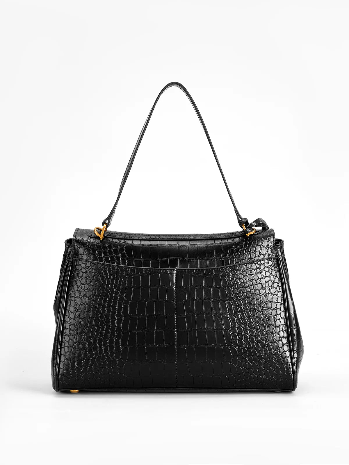 Celia Crocodile Bag - Black - CASAVENZA
