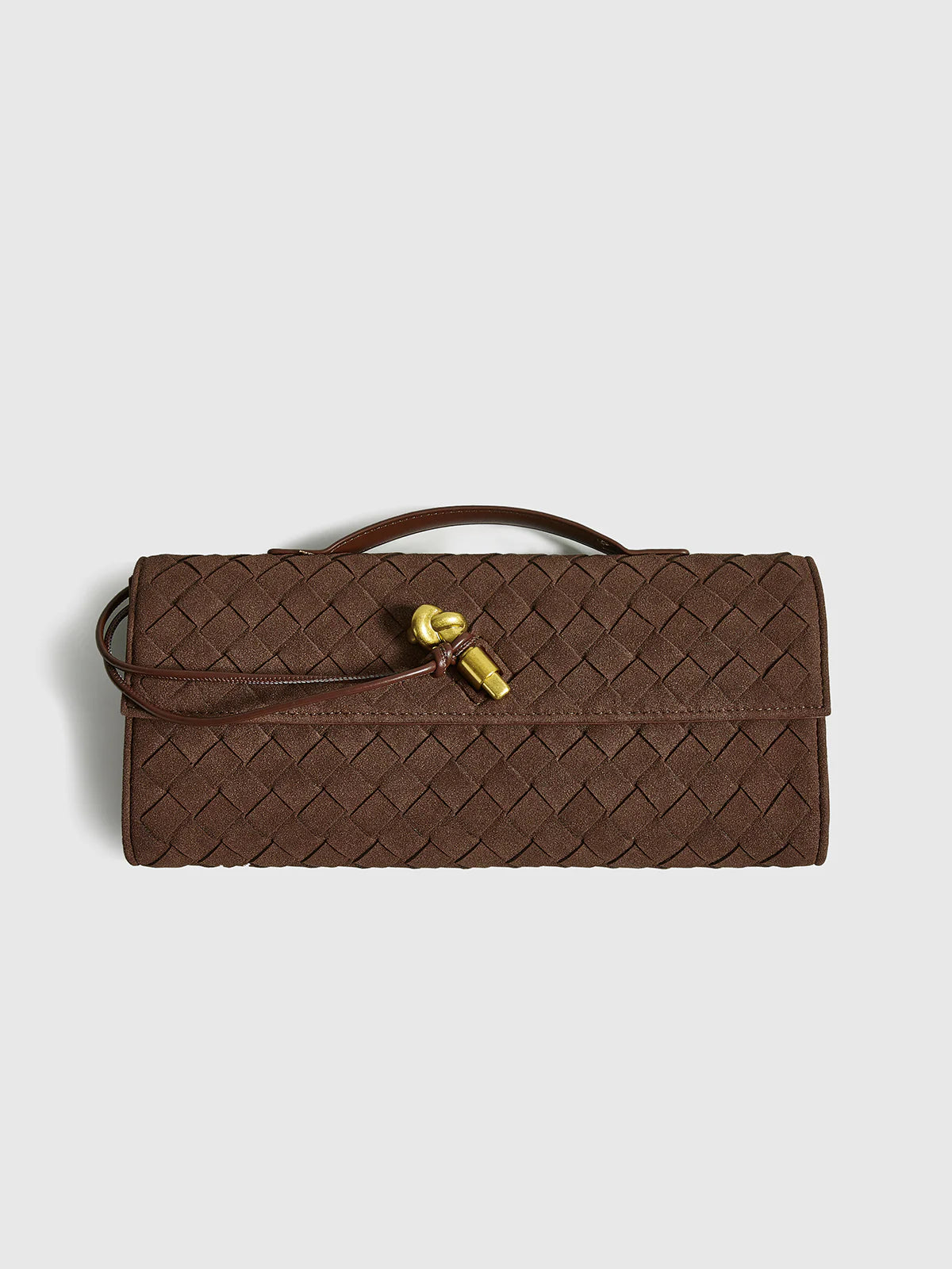 Emilia Suede Clutch Bag - Coffee - CASAVENZA