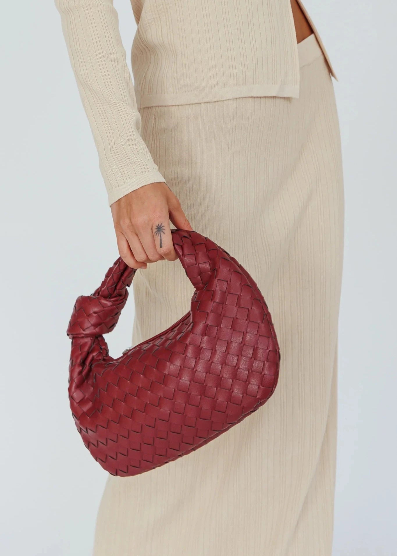 Mini Everyday Leather Bag - Burgundy - CASAVENZA