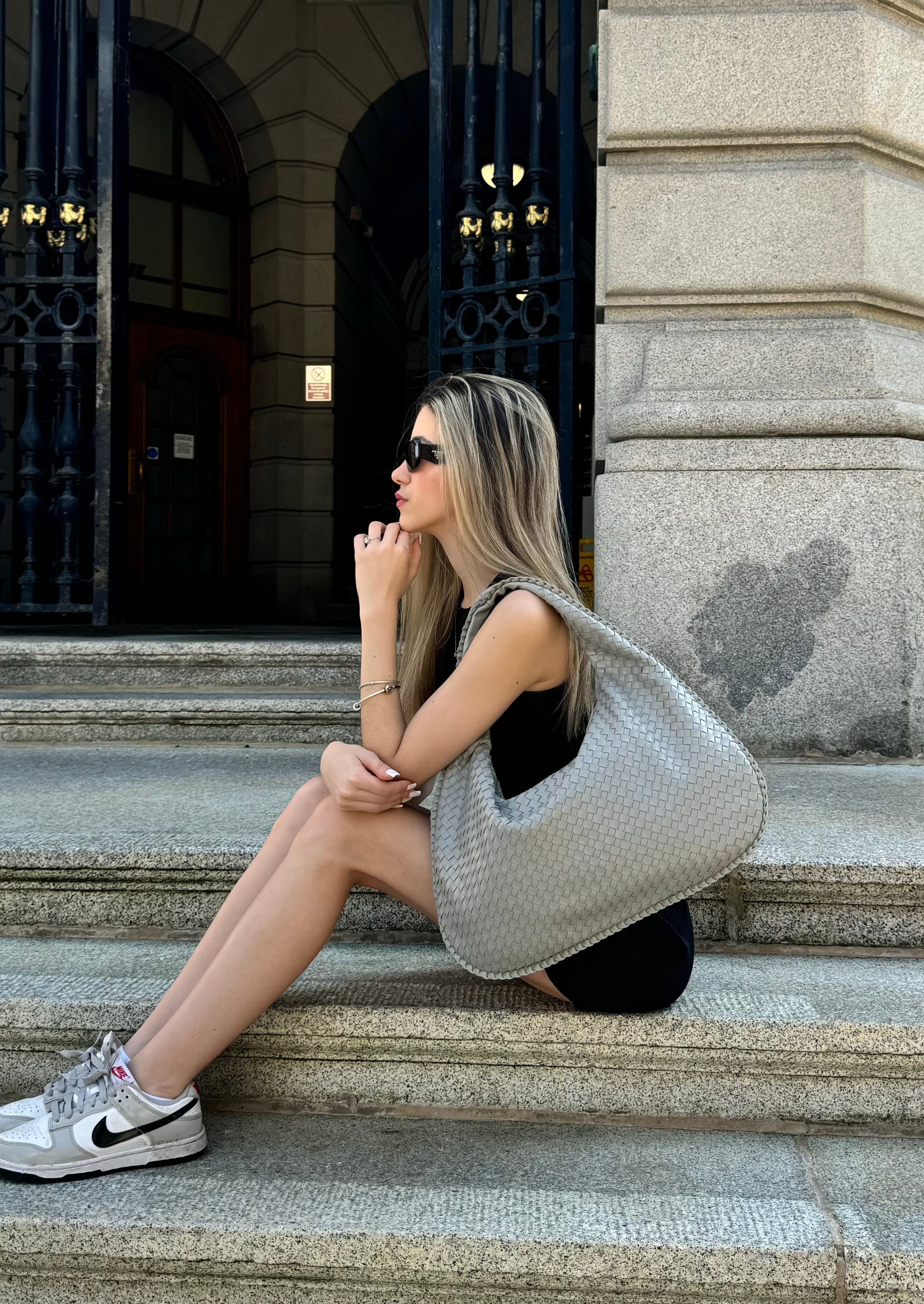 Everyday Leather Bag - Light Grey - CASAVENZA