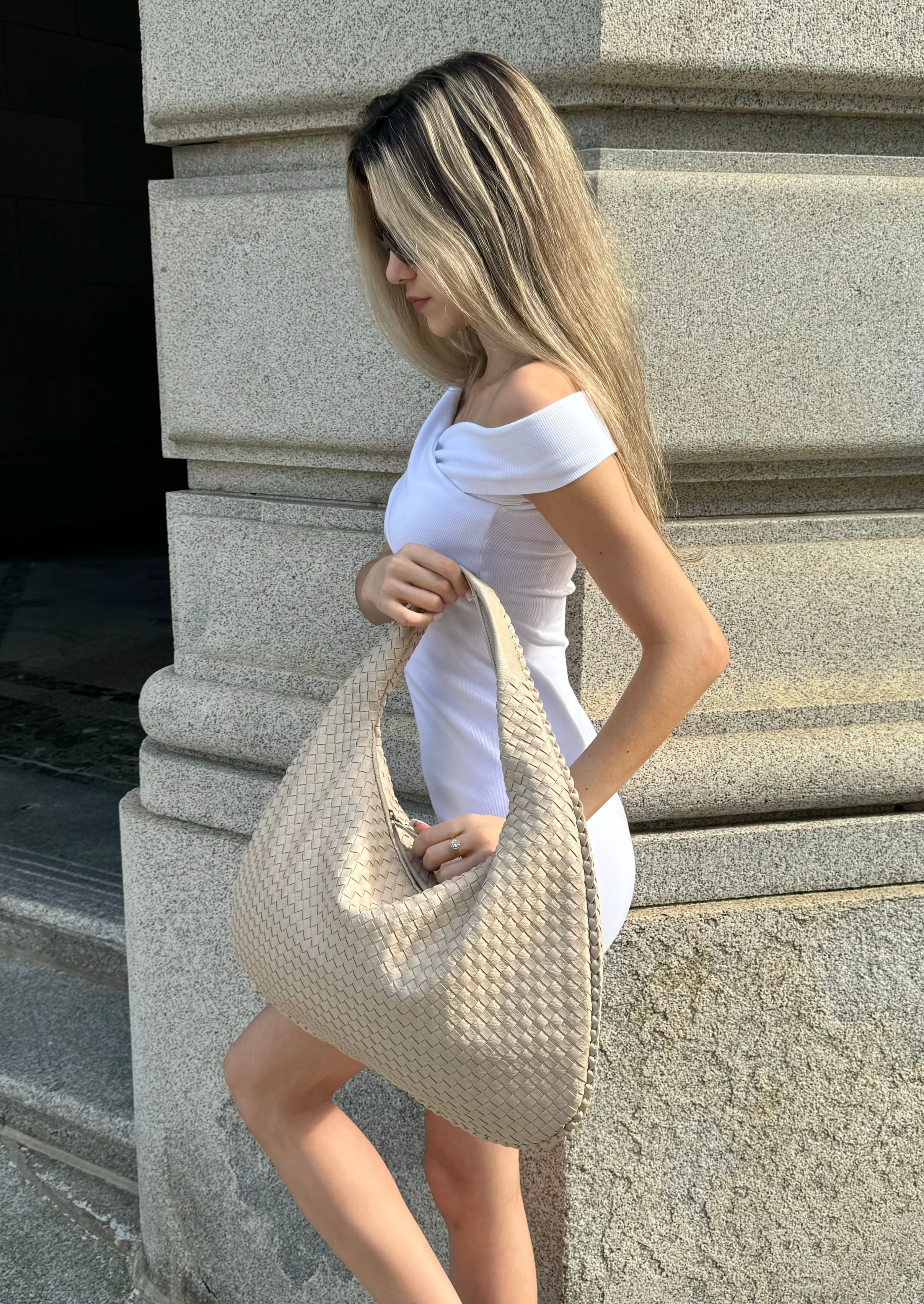 Everyday Leather Bag - Light Beige - AmatoLeather