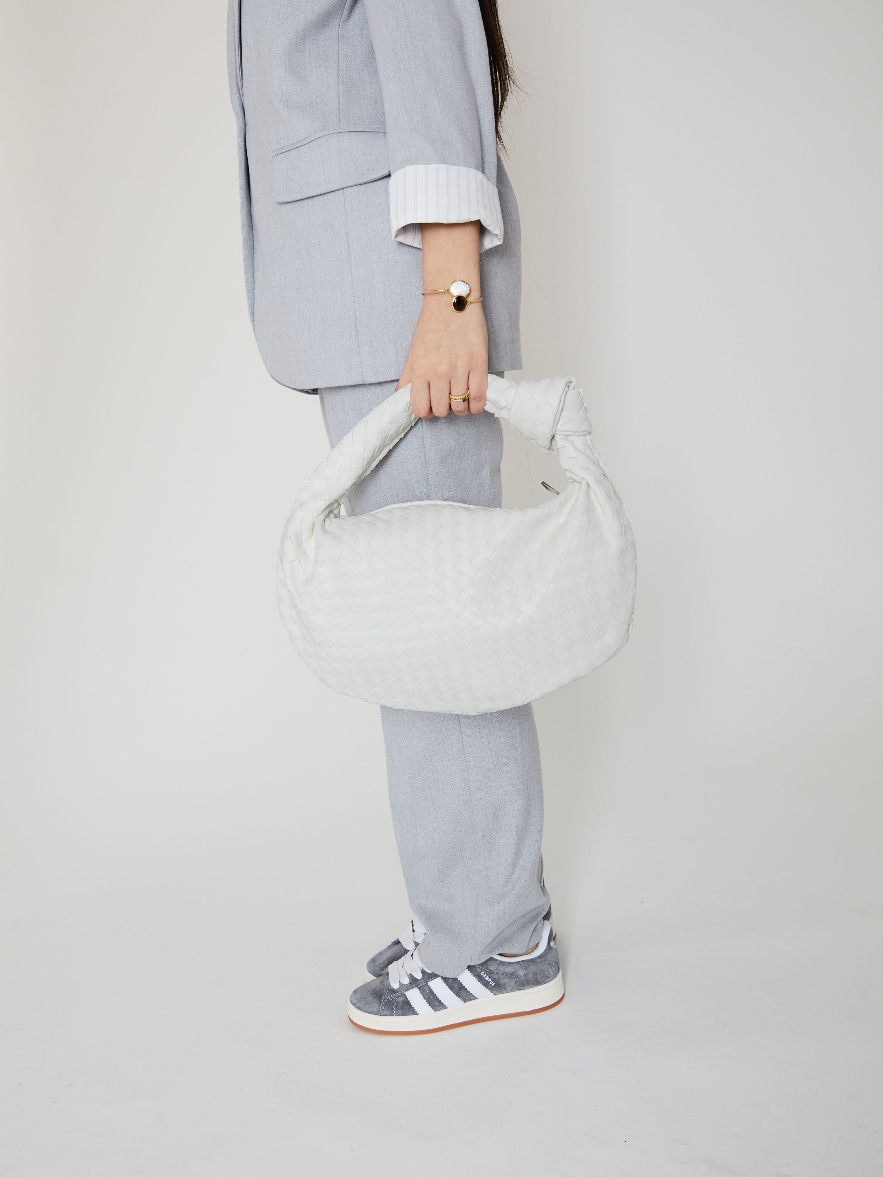 Medium Everyday Leather Bag - White - CASAVENZA
