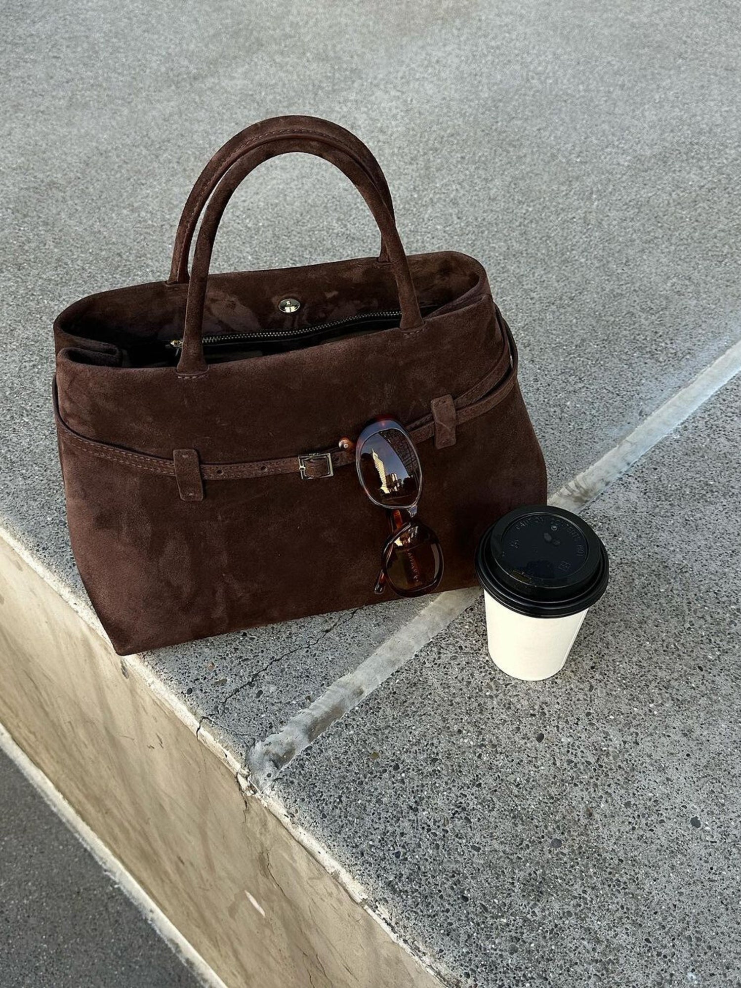 Ria Suede Bag - Deep Brown - CASAVENZA