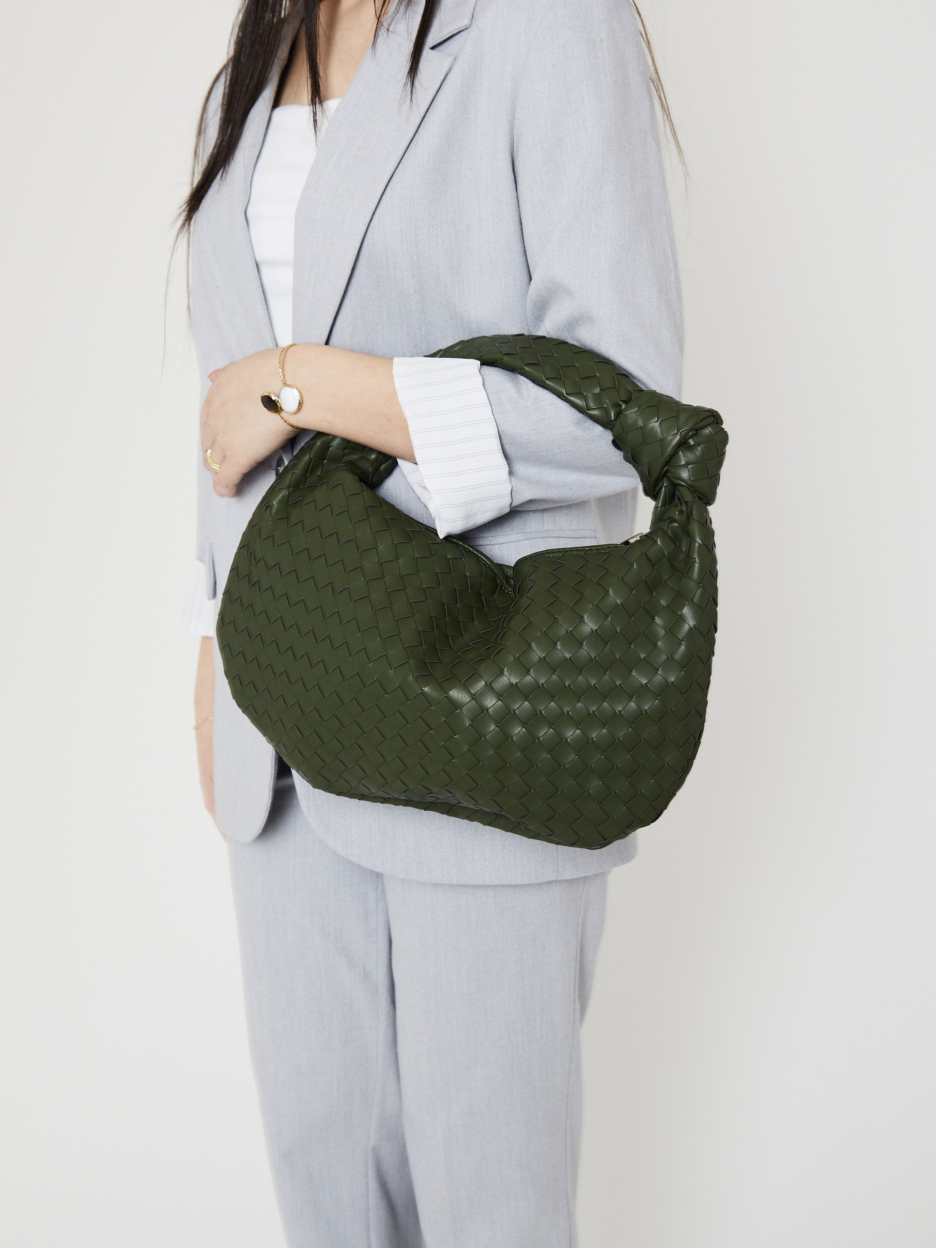 Medium Everyday Leather Bag - Hunter Green - CASAVENZA