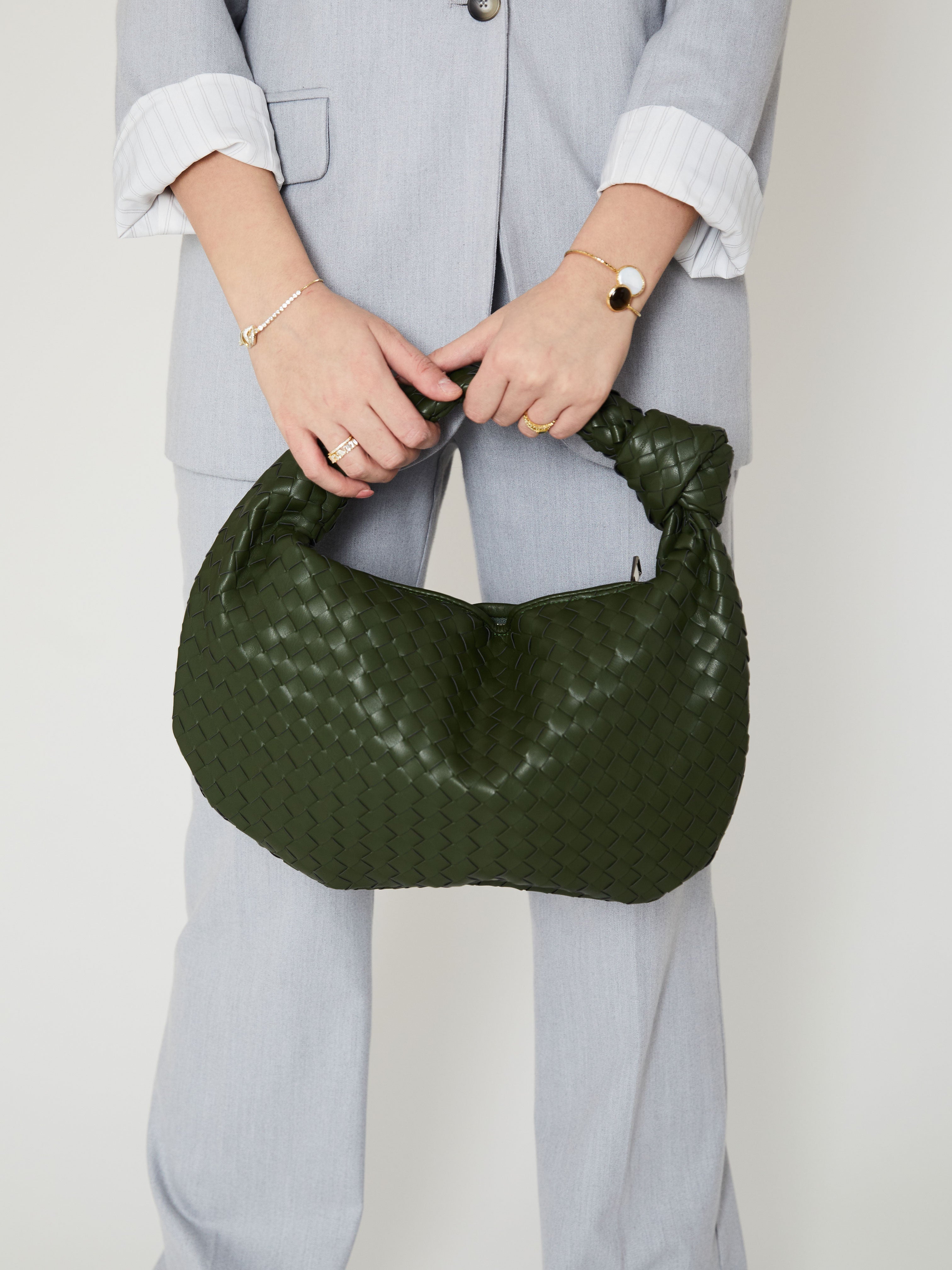 Medium Everyday Leather Bag - Hunter Green - CASAVENZA