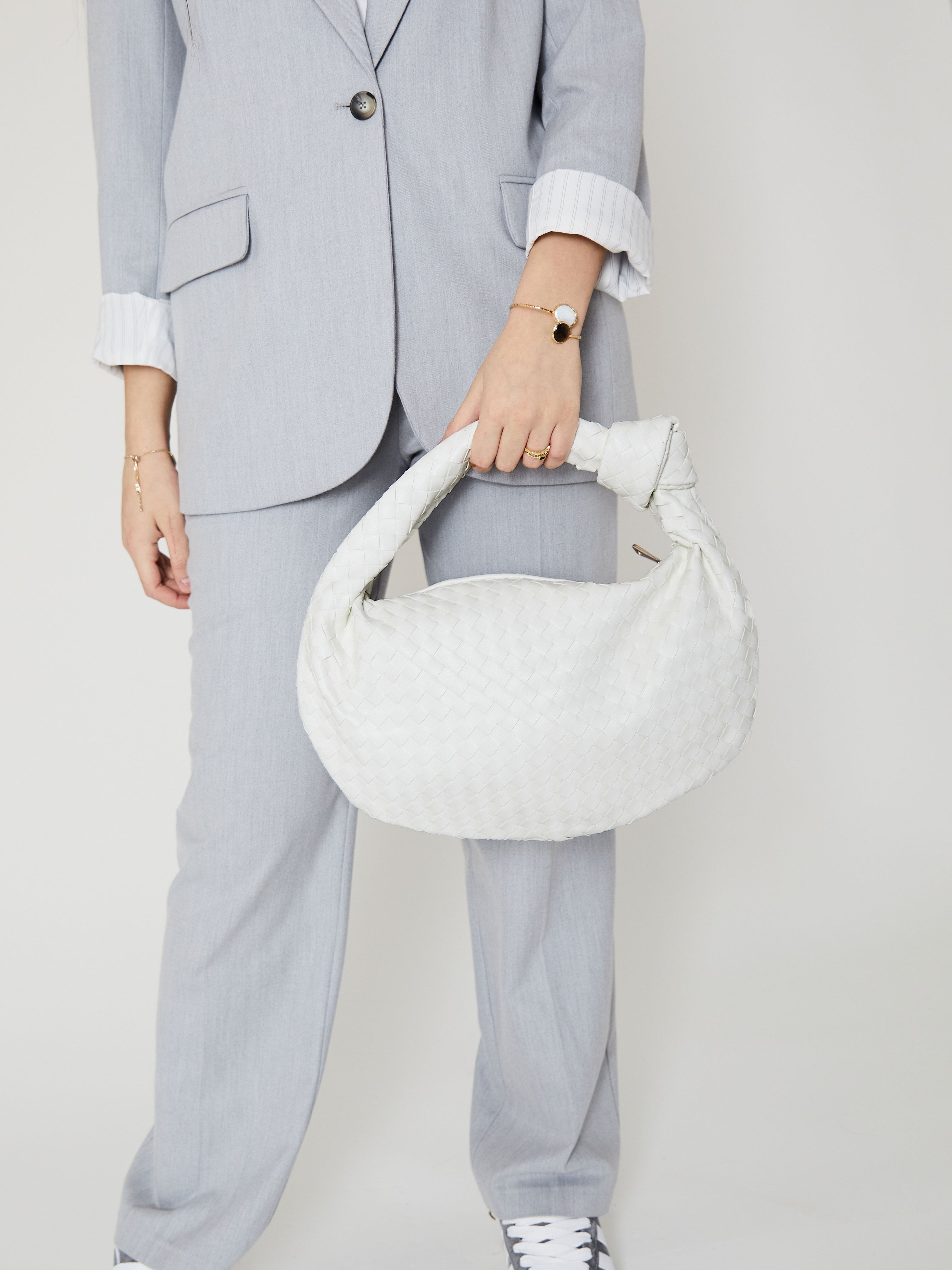 Medium Everyday Leather Bag - White - CASAVENZA