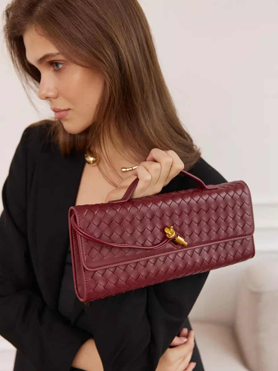 Emilia Clutch Bag - Burgundy - CASAVENZA