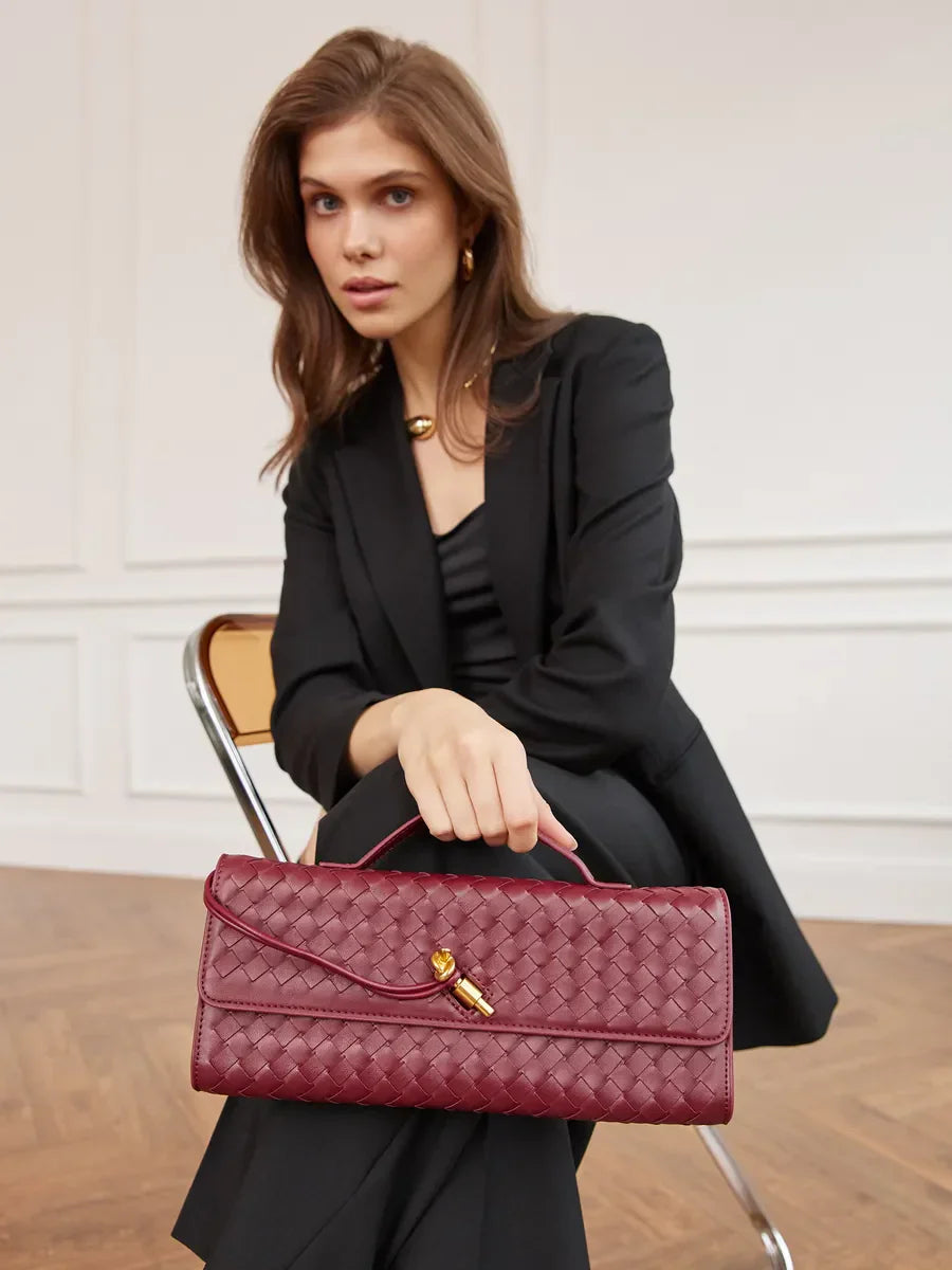 Emilia Clutch Bag - Burgundy - AmatoLeather 