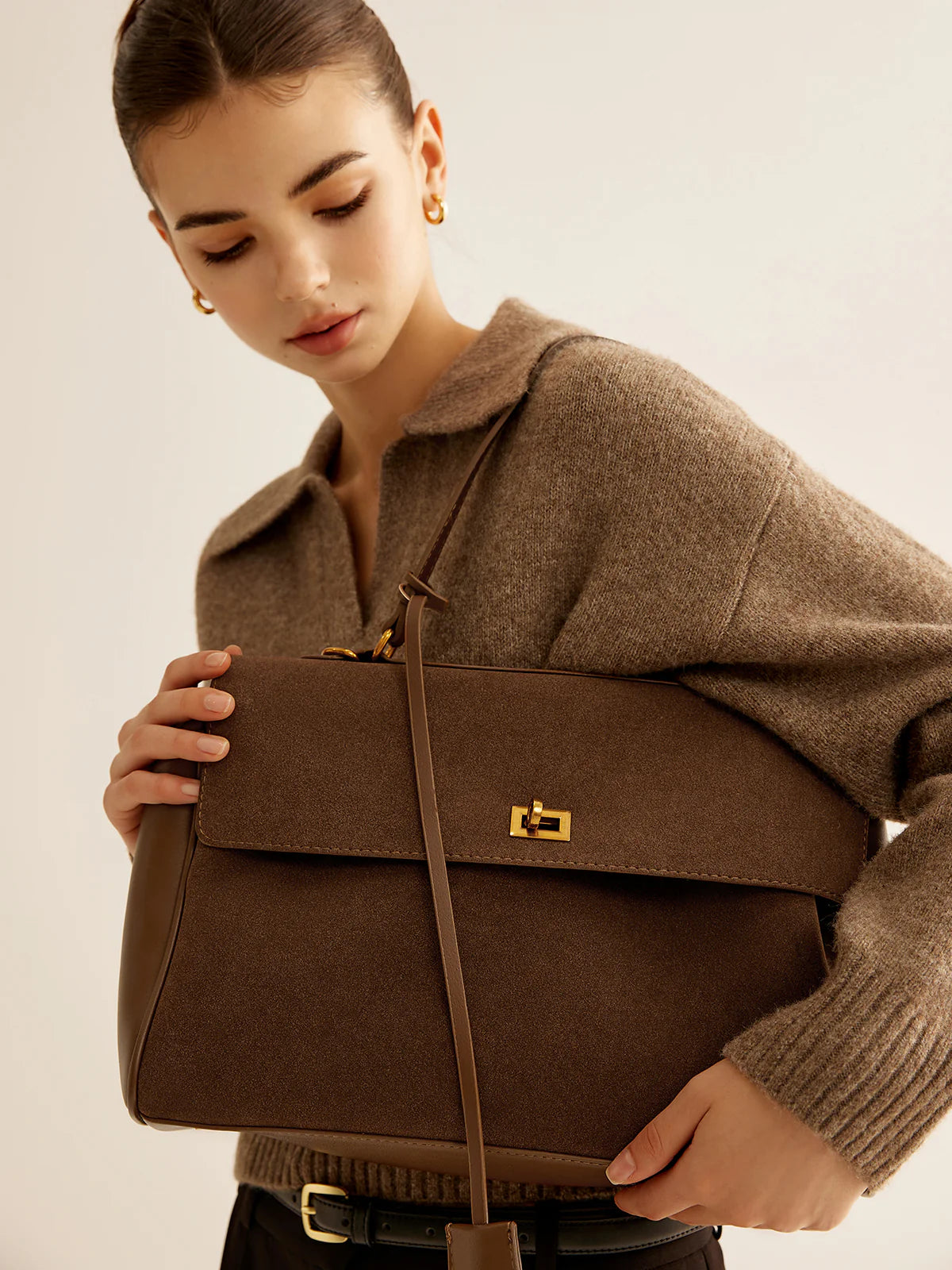 Celia Suede Bag - Brown - CASAVENZA