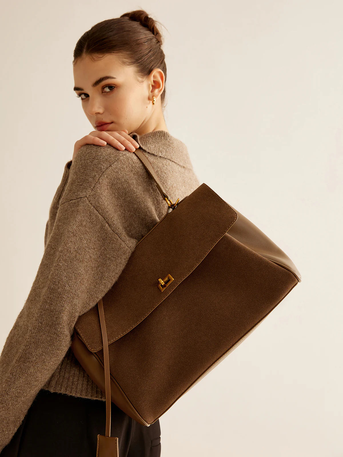 Celia Suede Bag - Brown - CASAVENZA