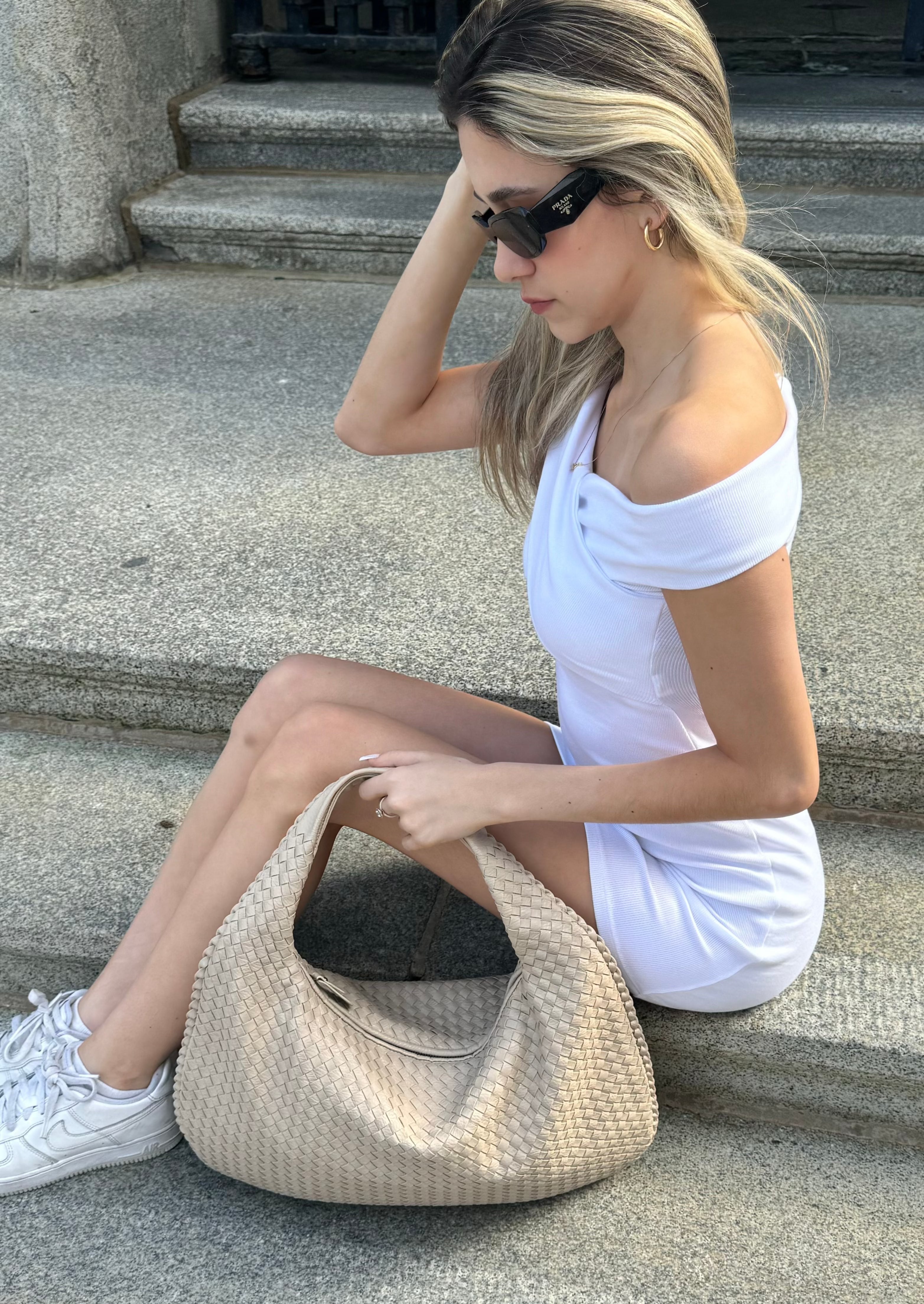 Everyday Leather Bag - Light Beige - CASAVENZA