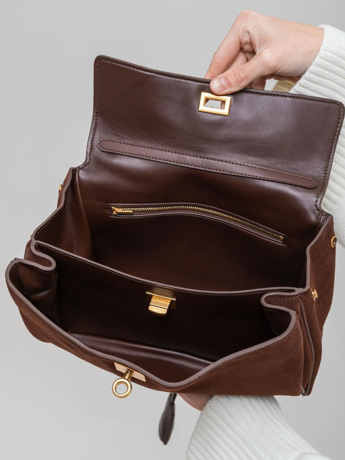 Celia Suede Bag - Mocha - CASAVENZA