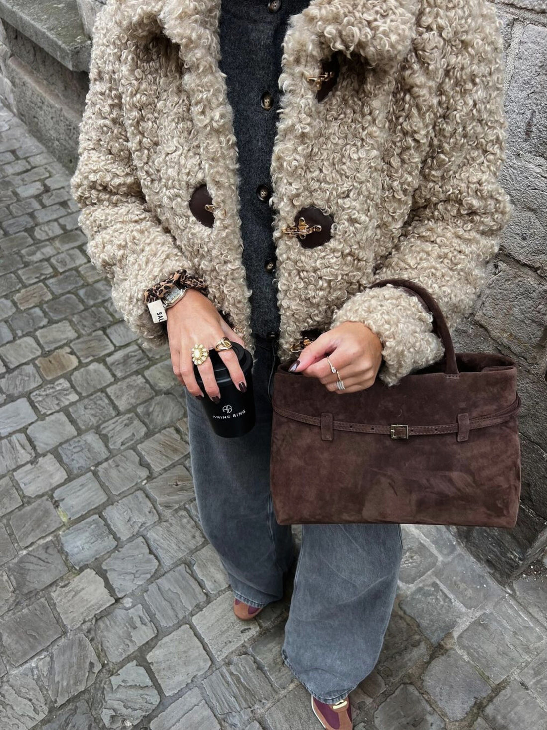 Ria Suede Bag - Deep Brown - AmatoLeather 