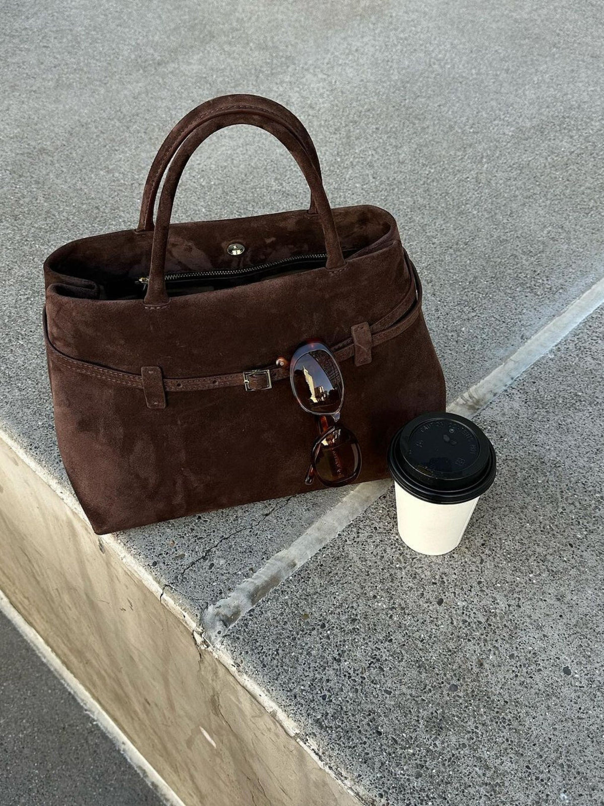 Ria Suede Bag - Deep Brown - CASAVENZA